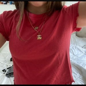 pacsun red frilly top